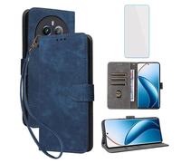 IUQXU Cover per Realme 12 Pro 5G / Realme 12 Pro Plus 5G Libro con Pellicola Vetro Temperato [Blocco RFID] Antiurto Supporto Custodia in Pelle Portafoglio per Realme12 ProPlus Pro+ 12Pro 5G Blu