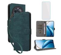 IUQXU Cover per Realme 12 Pro 5G / Realme 12 Pro Plus 5G Libro con Pellicola Vetro Temperato [Blocco RFID] Antiurto Supporto Custodia in Pelle Portafoglio per Realme12 ProPlus Pro+ 12Pro 5G Verde