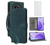 IUQXU Cover per Realme 12x 5G/Realme 13 5G/Realme 12 5G Libro con Pellicola Vetro Temperato [Blocco RFID] Antiurto Supporto Custodia in Pelle Portafoglio per Realme12x Realme13 Realme12 5G Verde