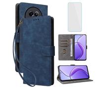 IUQXU Cover per Realme 12x 5G/Realme 13 5G/Realme 12 5G Libro con Pellicola Vetro Temperato [Blocco RFID] Antiurto Supporto Custodia in Pelle Portafoglio per Realme12x Realme13 Realme12 5G Blu