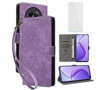 IUQXU Cover per Realme 12x 5G/Realme 13 5G/Realme 12 5G Libro con Pellicola Vetro Temperato [Blocco RFID] Antiurto Supporto Custodia in Pelle Portafoglio per Realme12x Realme13 Realme12 5G Viola