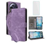 IUQXU Cover per TCL 50 Nxtpaper 5G Libro con Pellicola Vetro Temperato [Blocco RFID] Antiurto Slot Carte Supporto Flip Custodia in Pelle Portafoglio per TCL 50 Pro Nxtpaper TCL50 Nxtpaper 5G Viola