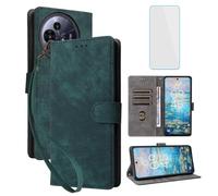 IUQXU Cover per TCL 50 Nxtpaper 5G Libro con Pellicola Vetro Temperato [Blocco RFID] Antiurto Slot Carte Supporto Flip Custodia in Pelle Portafoglio per TCL 50 Pro Nxtpaper TCL50 Nxtpaper 5G Verde