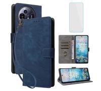 IUQXU Cover per TCL 50 Nxtpaper 5G Libro con Pellicola Vetro Temperato [Blocco RFID] Antiurto Slot Carte Supporto Flip Custodia in Pelle Portafoglio per TCL 50 Pro Nxtpaper TCL50 Nxtpaper 5G Blu