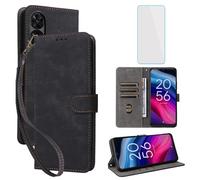 IUQXU Cover per TCL 50 SE/TCL 40 NxtPaper 4G Libro con Pellicola Vetro Temperato [Blocco RFID] Antiurto Supporto Custodia in Pelle Portafoglio per TCL40 NxtPaper 4G TCL 50SE TCL50 SE Nero