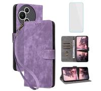 IUQXU Cover per TCL 60 SE Nxtpaper 5G Libro con Pellicola Vetro Temperato [Blocco RFID] Antiurto Supporto Custodia in Pelle Portafoglio per TCL 60SE Nxtpaper 5G T521K Viola