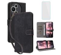 IUQXU Cover per TCL 60 SE Nxtpaper 5G Libro con Pellicola Vetro Temperato [Blocco RFID] Antiurto Supporto Custodia in Pelle Portafoglio per TCL 60SE Nxtpaper 5G T521K Nero