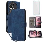 IUQXU Cover per TCL 60 SE Nxtpaper 5G Libro con Pellicola Vetro Temperato [Blocco RFID] Antiurto Supporto Custodia in Pelle Portafoglio per TCL 60SE Nxtpaper 5G T521K Blu