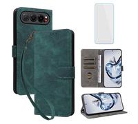 IUQXU Cover per ZTE Nubia Air Libro con Pellicola Vetro Temperato [Blocco RFID] Antiurto Supporto Custodia in Pelle Portafoglio per ZTE NubiaAir Verde