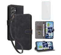 IUQXU Custodia a portafoglio per Oukitel C1/Oukitel C1 Pro con pellicola protettiva [blocco RFID] in pelle con supporto per carte di credito e cavalletto per Oukitel C 1 Pro C1Pro Nero