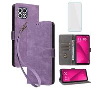 IUQXU Custodia a portafoglio per T-Mobile Revvl 7 con pellicola protettiva [blocco RFID] in pelle con supporto per carte di credito e cavalletto da polso per donne e uomini, custodia per cellulare per