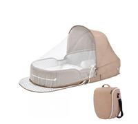 iuscacey Culla Portatile per Neonati e Bambini Piccoli - Culla da Viaggio Pieghevole con zanzariera e Materasso Morbido - Perfetta per Dormire Insieme e Viaggiare (Cachi)