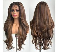 Iuscacey Evidenzia le parrucche sintetiche afro dell'onda del corpo marrone 13 * 6 parrucche frontali in pizzo trasparente per le donne nere parrucca a onde sciolte 28 pollici