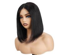 Iuscacey Glueless Bob Parrucca Capelli Umani HD Pizzo Anteriore Pre Pizzicato 4X4 Usura E Vai Chiusura Parrucche Capelli Umani 180% Densità con Capelli Del Bambino,14inches