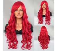 Iuscacey Parrucca bionda ombre per le donne Costume di Natale Cosplay Parrucca di capelli lisci a strati sintetici ad alta densità con frangia,Rosso