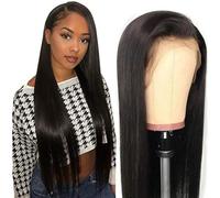 Iuscacey Parrucca dei capelli lisci dei capelli 13X4 Parrucca frontale del merletto Pre pizzicato Parrucche frontali dei capelli umani per le donne 150% Densità,14inches