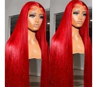 Iuscacey Parrucca frontale in pizzo HD rosso 13X6 Parrucca frontale in pizzo dritto 180 densità Parrucche Wigplucked rosse Capelli umani Pizzo anteriore,26inches