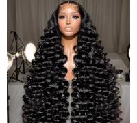 Iuscacey Parrucca Loose Deep Wave 13X4 HD Lace Parrucca frontale dei capelli umani Parrucca riccia brasiliana Remy Parrucca riccia dei capelli umani Parrucca frontale in pizzo Pre pizzicata,28inches