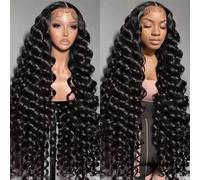 Iuscacey Parrucca Loose Deep Wave 13X4 Parrucche Frontali Dei Capelli Umani Del Merletto Per Le Donne Pre Pizzicato 150 Densità Profondo Riccio Trasparente Parrucche Frontali Del Merletto,14inches