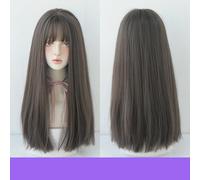 Iuscacey Parrucca Lunga E Liscia Delle Donne Dei Capelli Castani Con Frangia Parrucca Sintetica Resistente Al Calore Ad Alta Densità Quotidiano Cosplay Partito Capelli Finti,Rosso