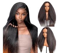 Iuscacey Parrucche anteriori in pizzo13x4 HD Parrucca frontale in pizzo dritto crespo Parrucca trasparente dei capelli umani dritti per le donne 180 nsity,24inch