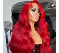 Iuscacey Parrucche frontali in pizzo a onda del corpo rosso evidenziano la parrucca dei capelli umani colorati 13X4 HD Lace Front Human Hair Parrucca 180Density,18inches
