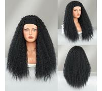 Iuscacey Parrucche sintetiche nere ricci a fascia per donne nere Parrucca naturale Parrucche Colly per capelli corti Stili di onda d'acqua Parrucca di ricambio Fluffy,Weird volume