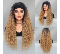 Iuscacey Parrucche sintetiche nere ricci a fascia per donne nere Parrucca naturale Parrucche Colly per capelli corti Stili di onda d'acqua Parrucca di ricambio Fluffy,D'oro