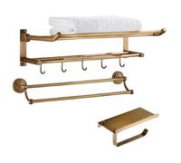 iuscacey Set di Accessori da Bagno in Ottone Antico di Lusso 1/3/4/5/6 Pezzi Montati a Parete con Porta Asciugamani,Set 3b