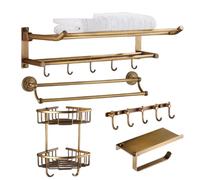 iuscacey Set di Accessori da Bagno in Ottone Antico di Lusso 1/3/4/5/6 Pezzi Montati a Parete con Porta Asciugamani,Set 5b