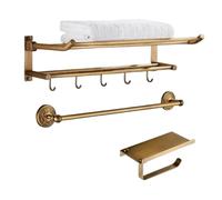 iuscacey Set di Accessori da Bagno in Ottone Antico di Lusso 1/3/4/5/6 Pezzi Montati a Parete con Porta Asciugamani,Set 3c