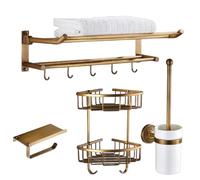 iuscacey Set di Accessori da Bagno in Ottone Antico di Lusso 1/3/4/5/6 Pezzi Montati a Parete con Porta Asciugamani,Set 4d