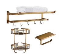 iuscacey Set di Accessori da Bagno in Ottone Antico di Lusso 1/3/4/5/6 Pezzi Montati a Parete con Porta Asciugamani,Set 3a