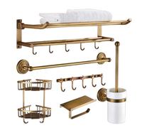 iuscacey Set di Accessori da Bagno in Ottone Antico di Lusso 1/3/4/5/6 Pezzi Montati a Parete con Porta Asciugamani,Set 6d