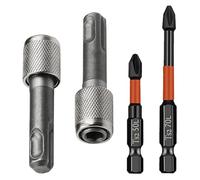 IUSOT SDS Plus, adattatore da 6,35 mm, 2 pezzi, supporto per punte SDS, attacco esagonale SDS, adattatore da gambo rotondo a codolo esagonale per trapano a percussione, adattatore in acciaio per punte
