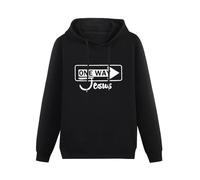 IUTffzr One Way To Jesus Funny Artistic Design Mens Pullover Sweatshirts Fashion Casual Unisex Black Hoodies XXL