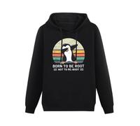 IUTffzr Penguins Born To Be Root Not To Reboot Vintage Mens Pullover Sweatshirts Fashion Casual Unisex Black Hoodies 3XL
