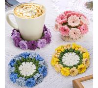 Iuuidu Kit all'uncinetto per principianti, 4 pezzi, vaso da fiori e sottobicchieri, con filati, ferri, semplici video tutorial per lavorare all'uncinetto, decorazione per la casa