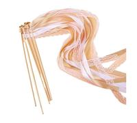 IUVYTA Bastoncino Nastro Ginnastica Bacchette di Nastro fatato con campanellini e Nastri Pizzo rotanti, bomboniere for Feste Matrimonio(Yellow,30PCS)