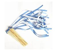 IUVYTA Bastoncino Nastro Ginnastica Bacchette di Nastro for Matrimonio Azzurro Chiaro con campanellini Dorati, 50/20/10 Pezzi(10PCS)