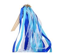 IUVYTA Bastoncino Nastro Ginnastica White Lace Ribbon Wands with Golden Silver Bells, Fairy Streamer Stick for Wedding Party(Color1,10pcs)