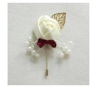 IUVYTA Corsage Matrimonio Corsage da Sposa Fiore di Seta Rosa Sposo Occhiello Spilla Boutonniere Uomini Wedding Planner Matrimonio(Beige Gold)