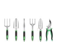 IUVYTA Forchetta da Giardino Attrezzi da Giardinaggio, Set for Scavare la Sabbia, Pala for Fiori in Lega di Alluminio, Giardino a Tre Denti, Dito for rifinire Le Squame(Green Six Piece Set)