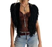 IUVYTA Gilet Vintage In Pelle Scamosciata Con Borchie Da Donna