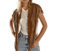 IUVYTA Gilet Vintage In Pelle Scamosciata Con Borchie Da Donna