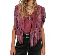 IUVYTA Gilet Vintage In Pelle Scamosciata Con Borchie Da Donna