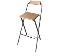 IUVYTA Sgabello Da Bar Pieghevole Sedia Balcone Imbottita Con Piede Alto | Mobili for il tempo libero in metallo con sedile da bar con schienale portatile(75Cm wood color)
