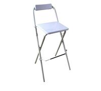 IUVYTA Sgabello Da Bar Pieghevole Sedia Balcone Imbottita Con Piede Alto | Mobili for il tempo libero in metallo con sedile da bar con schienale portatile(75cm white)