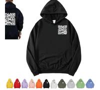 IUWEHGEGW Felpa con Cappuccio QR Code, Felpa con Cappuccio Funny Fu QR Code, scansione del codice QR Scherzo Divertente con Cappuccio Unisex, Felpa Spessa Invernale for Tenere al Caldo(Nero,S)