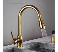 IUWMLGUCW Rubinetto for lavello da Cucina for Bar agriturismo Commerciale, Miscelatore for Rubinetto, Estraibile, monocomando monoforo 360 Rotazione, for Girevole Bianco Rame/Nichel/Oro(Gold)